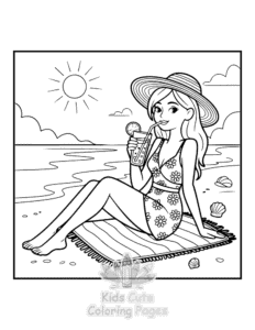 Cozy Girl with Summer Vibes coloring page for boys, printable at home
