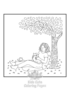 Easy Cozy Girl with Summer Vibes coloring sheet for young children