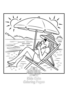 Cozy Girl with Summer Vibes coloring page for girls, free to print