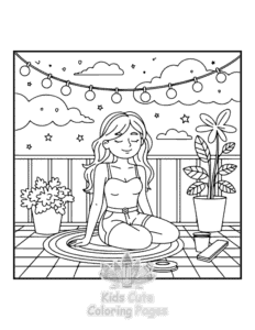 Cozy Girl with Summer Vibes coloring page for boys, printable at home