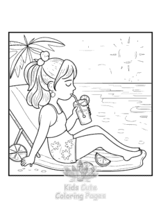 Free Cozy Girl with Summer Vibes coloring pages to print at home