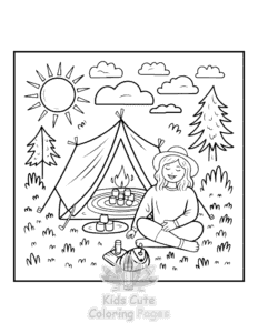Cozy Girl with Summer Vibes coloring page for classroom activities