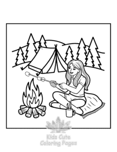 Free printable Cozy Girl with Summer Vibes coloring page for kids