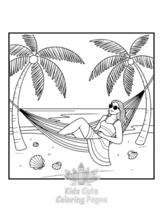 Cozy Girl with Summer Vibes coloring page for classroom activities