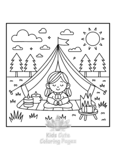Free printable Cozy Girl with Summer Vibes coloring page for kids