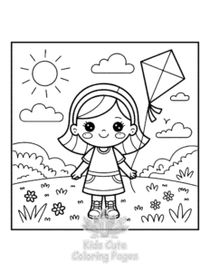Cozy Girl with Summer Vibes coloring page for boys, printable at home