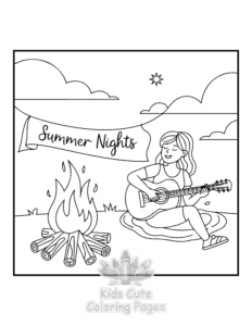 Simple Cozy Girl with Summer Vibes coloring page for toddlers