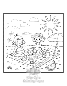 Cozy Girl with Summer Vibes coloring page for classroom activities