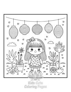 Cozy Girl with Summer Vibes coloring page for boys, printable at home