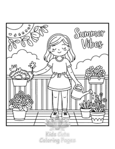 Free Cozy Girl with Summer Vibes coloring pages to print at home