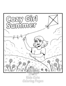 Cozy Girl with Summer Vibes coloring page for girls, free to print