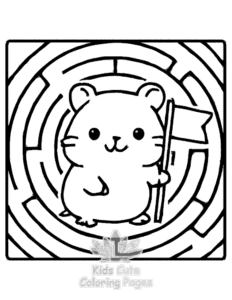 Cozy Hamsters in a Maze coloring page for girls, free to print