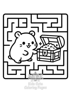 Free printable Cozy Hamsters in a Maze coloring page for kids