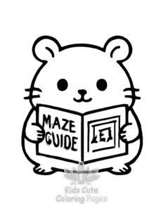 Easy Cozy Hamsters in a Maze coloring sheet for young children