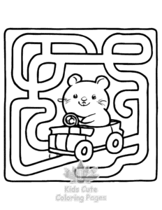 Free printable Cozy Hamsters in a Maze coloring page for kids