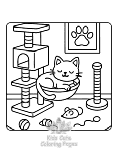 Cozy Home Moments coloring page for girls, free to print