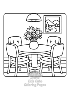 Simple Cozy Home Moments coloring page for toddlers