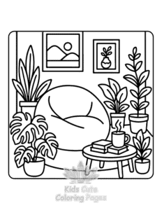 Cozy Home Moments coloring page for boys, printable at home