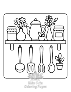 Cozy Home Moments coloring page for girls, free to print
