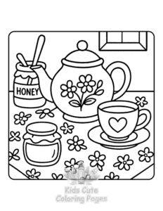 Simple Cozy Home Moments coloring page for toddlers