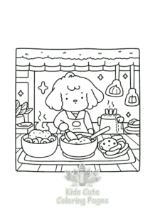 Cozy Japan coloring page for classroom activities