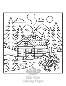 Cozy Landscape coloring page for boys, printable at home
