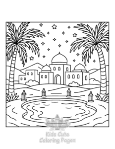 Cozy Landscape coloring page for classroom activities