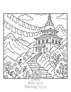 Easy Cozy Landscape coloring sheet for young children