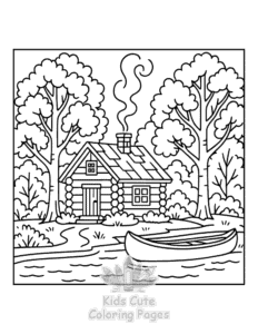 Simple Cozy Landscape coloring page for toddlers