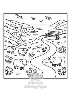 Printable Cozy Landscape coloring sheet for preschoolers