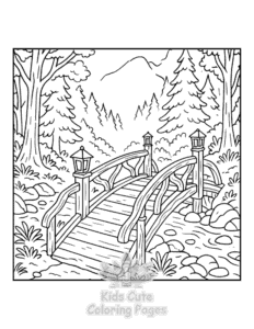 Simple Cozy Landscape coloring page for toddlers