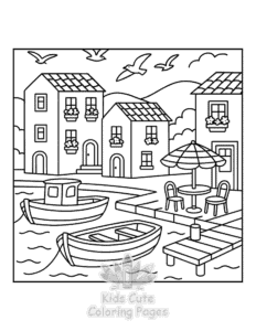 Printable Cozy Landscape coloring sheet for preschoolers
