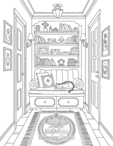 Cozy Spaces coloring page for boys, printable at home