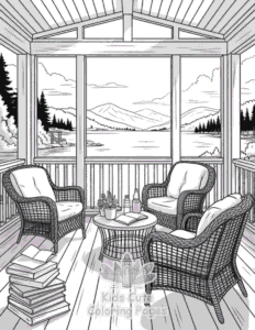 Free printable Cozy Spaces coloring page for kids