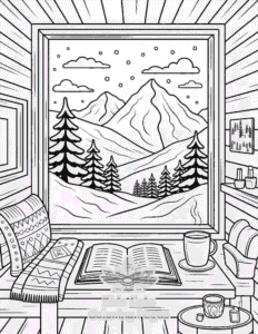 Free printable Cozy Spaces coloring page for kids