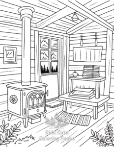 Cozy Spaces coloring page for girls, free to print