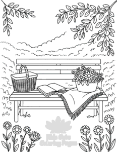 Cozy Spaces coloring page for classroom activities
