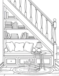 Simple Cozy Spaces coloring page for toddlers