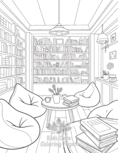 Free printable Cozy Spaces coloring page for kids