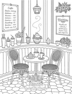 Cozy Spaces coloring page for classroom activities
