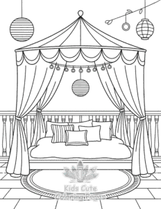 Easy Cozy Spaces coloring sheet for young children