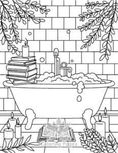 Printable Cozy Spaces coloring sheet for preschoolers
