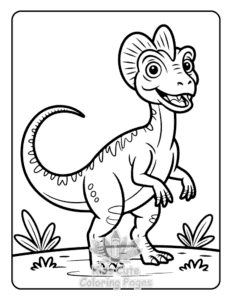 Cute Dinosaur World coloring page for girls, free to print