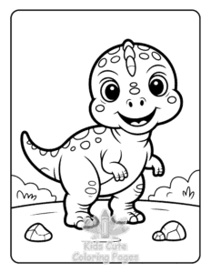 Easy Cute Dinosaur World coloring sheet for young children