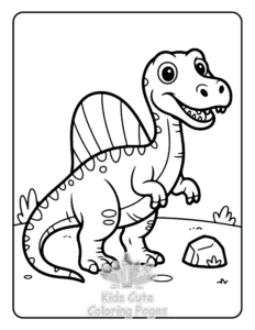 Cute Dinosaur World coloring page for girls, free to print