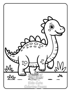 Simple Cute Dinosaur World coloring page for toddlers