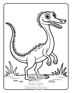 Printable Cute Dinosaur World coloring sheet for preschoolers