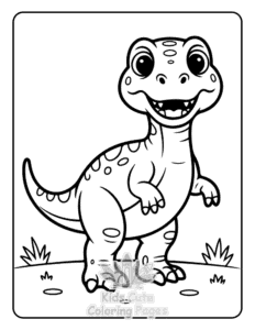 Cute Dinosaur World coloring page for girls, free to print