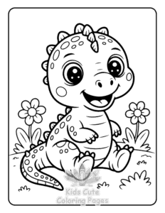 Cute Dinosaur World coloring page for classroom activities