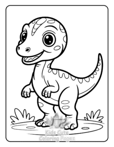 Easy Cute Dinosaur World coloring sheet for young children